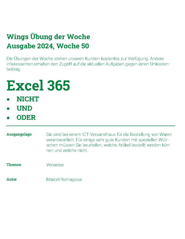 UdW 2450 Excel 365 - NICHT UND ODER