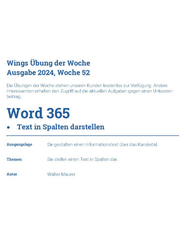 UdW 2452 Word 365 - Text in Spalten